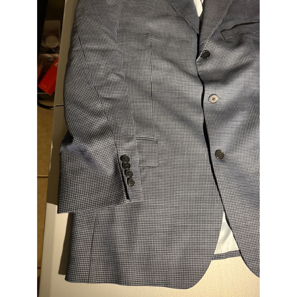 Hugo Boss Scorsese US Mens 40R Blazer Wool Silk Saks Fifth Avenue Blue Grey - Picture 2 of 15